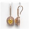 Image 2 : 15.44 ctw Canary Citrine & Diamond Victorian Earrings 14K Rose Gold