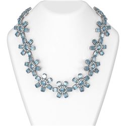 264.62 ctw Blue Topaz & Diamond Necklace 18K White Gold