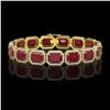 Image 1 : 38.61 ctw Ruby & Diamond Micro Pave Halo Bracelet 10K Yellow Gold