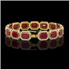 Image 2 : 38.61 ctw Ruby & Diamond Micro Pave Halo Bracelet 10K Yellow Gold