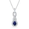 Image 1 : 10kt White Gold Pear Lab-Created Blue Sapphire Solitaire Pendant 5/8 Cttw