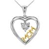 Image 1 : Sterling Silver Round Diamond Moving Twinkle Solitaire Two-tone Mom Heart Pendant .02 Cttw