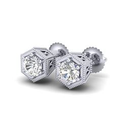 1.15 ctw VS/SI Diamond Solitaire Art Deco Stud Earrings 18K White Gold