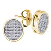 Image 1 : 10kt Yellow Gold Round Diamond Circle Cluster Earrings 1/10 Cttw
