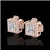 Image 1 : 2.75 ctw Princess VS/SI Diamond Micro Pave Stud Earrings 18K Rose Gold
