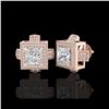 Image 2 : 2.75 ctw Princess VS/SI Diamond Micro Pave Stud Earrings 18K Rose Gold