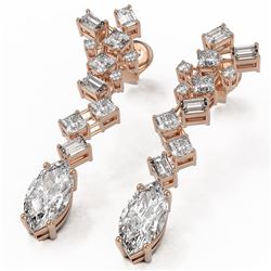 4 ctw Marquise Cut Diamond Designer Earrings 18K Rose Gold