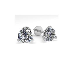 1.01 ctw Certified VS/SI Diamond Stud Earrings 18K White Gold