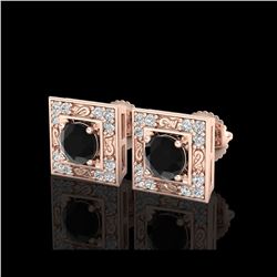 1.63 ctw Fancy Black Diamond Art Deco Stud Earrings 18K Rose Gold