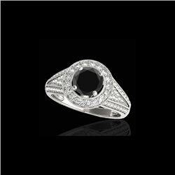 1.7 ctw Certified VS Black Diamond Solitaire Halo Ring 10K White Gold