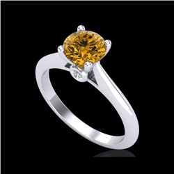 1.08 ctw Intense Fancy Yellow Diamond Art Deco Ring 18K White Gold