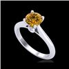 Image 1 : 1.08 ctw Intense Fancy Yellow Diamond Art Deco Ring 18K White Gold