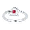 Image 1 : Sterling Silver Round Lab-Created Ruby Solitaire Heart Ring 1/5 Cttw