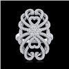 Image 2 : 2.25 ctw Micro Pave VS/SI Diamond Designer Ring 18K White Gold