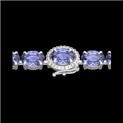 19.25 ctw Tanzanite & Diamond Eternity Micro Bracelet 14K White Gold