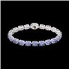 Image 2 : 19.25 ctw Tanzanite & Diamond Eternity Micro Bracelet 14K White Gold