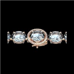 60 ctw Aquamarine & Micro Pave Diamond Bracelet 14K Rose Gold