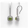 Image 2 : 4.5 ctw Tourmaline & Diamond Victorian Earrings 14K White Gold