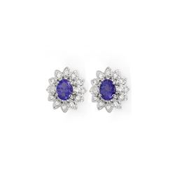 3.70 ctw Tanzanite & Diamond Earrings 14K White Gold