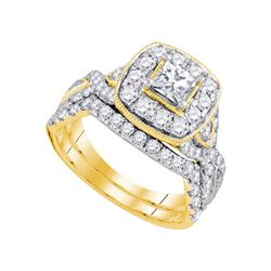 14kt Yellow Gold Princess Diamond Bridal Wedding Engagement Ring Band Set 2.00 Cttw