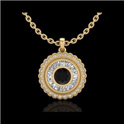 2.11 ctw Fancy Black Diamond Art Deco Stud Necklace 18K Yellow Gold