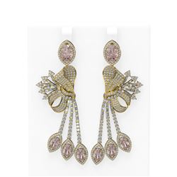 18.13 ctw Morganite & Diamond Earrings 18K Yellow Gold