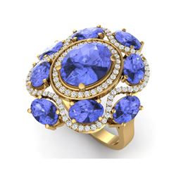 9.67 ctw Tanzanite & VS Diamond Ring 18K Yellow Gold