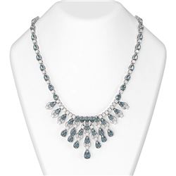 56.26 ctw Blue Topaz & Diamond Necklace 18K White Gold