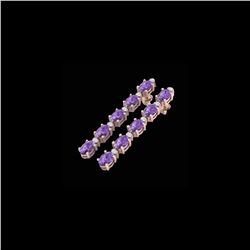 15.47 ctw Amethyst & VS/SI Certified Diamond Tennis Earrings 10K Rose Gold