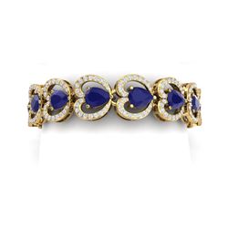 32.15 ctw Sapphire & VS Diamond Bracelet 18K Yellow Gold