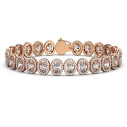 18.8 ctw Oval Cut Diamond Micro Pave Bracelet 18K Rose Gold