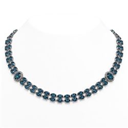 64.99 ctw London Topaz & Diamond Necklace 14K White Gold