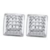 Image 1 : Sterling Silver Round Diamond Square Cluster Screwback Earrings 1/10 Cttw