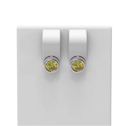 2 ctw Fancy Yellow Diamond Earrings 18K White Gold