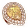 Image 1 : 17.38 ctw Canary Citrine & Diamond Victorian Ring 14K Rose Gold
