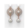 Image 1 : 5 ctw Diamond and Pearl Earrings 18K Rose Gold