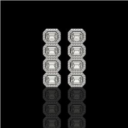 5.33 ctw Emerald Cut Diamond Micro Pave Earrings 18K White Gold