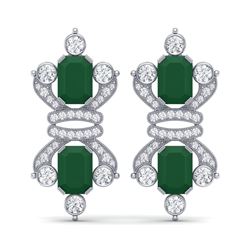 27.36 ctw Emerald & VS Diamond Earrings 18K White Gold
