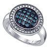 Image 1 : Sterling Silver Round Blue Color Enhanced Diamond Circle Cluster Ring 1/5 Cttw