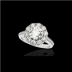 2 ctw Certified Diamond Solitaire Halo Ring 10K White Gold