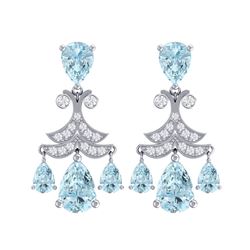 11.35 ctw Sky Topaz & VS Diamond Earrings 18K White Gold