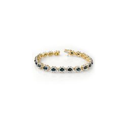 12.0 ctw Blue Sapphire & Diamond Bracelet 14K Yellow Gold