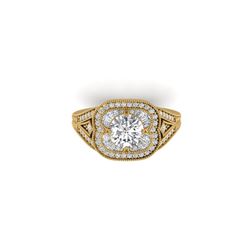 1.95 ctw Certified VS/SI Diamond Art Deco Micro Ring 14K Yellow Gold