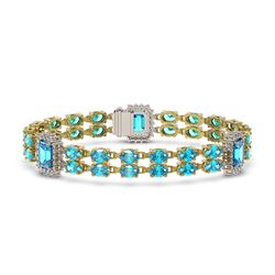 29.55 ctw Swiss Topaz & Diamond Bracelet 14K Yellow Gold