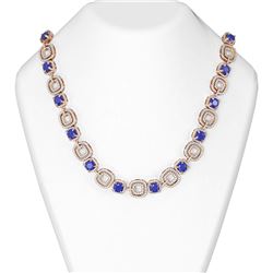 50.57 ctw Sapphire & Diamond Necklace 18K Rose Gold