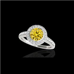 1.5 ctw Certified SI/I Fancy Intense Yellow Diamond Ring 10K White Gold