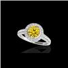 Image 1 : 1.5 ctw Certified SI/I Fancy Intense Yellow Diamond Ring 10K White Gold