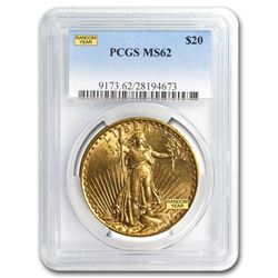 $20 Saint-Gaudens Gold Double Eagle MS-62 PCGS (Random)