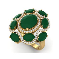 9.86 ctw Designer Emerald & VS Diamond Ring 18K Yellow Gold