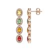 Image 2 : 6.09 ctw Multi Color Sapphire & Diamond Micro Pave Earrings 10K Rose Gold